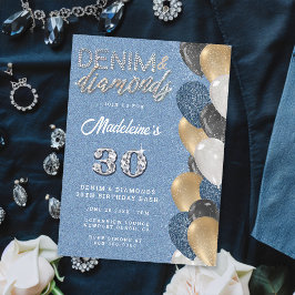 Denim Diamonds Bling Balloons Arch Birthday Party Kaart