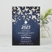 Denim Diamonds Bling Butterflies Graduparty Kaart (Staand voorkant)