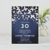 Denim Diamonds Bling Butterfly 30th Birthday Party Kaart (Staand voorkant)