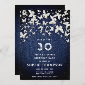 Denim Diamonds Bling Butterfly 30th Birthday Party Kaart (Voorkant / Achterkant)