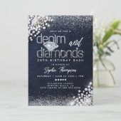 Denim Diamonds Bling Classy 30ste verjaardagsfeest Kaart (Staand voorkant)