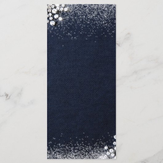 Denim Diamonds Bling Classy Elegant Birthday Party Menu (Achterkant)