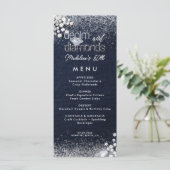 Denim Diamonds Bling Classy Elegant Birthday Party Menu (Staand voorkant)