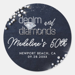 Denim Diamonds Bling Classy Elegant Party Custom Ronde Sticker