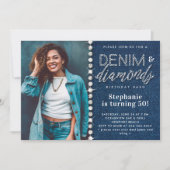 Denim Diamonds Bling Classy Foto 50ste Verjaardag Kaart (Voorkant)