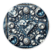 Denim & Diamonds Bling Edelsteen Glam Jewels Keramische Knop (Voorkant)