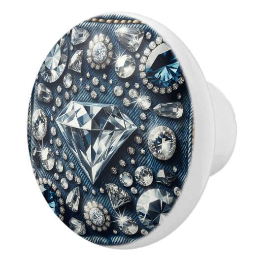 Denim & Diamonds Bling Edelsteen Glam Jewels Keramische Knop (Rechts)