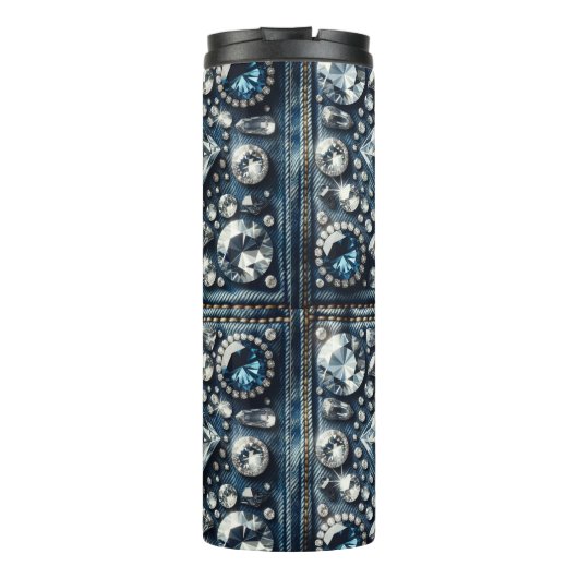 Denim & Diamonds Bling Edelsteen Glam Jewels Thermosbeker (Achterkant)