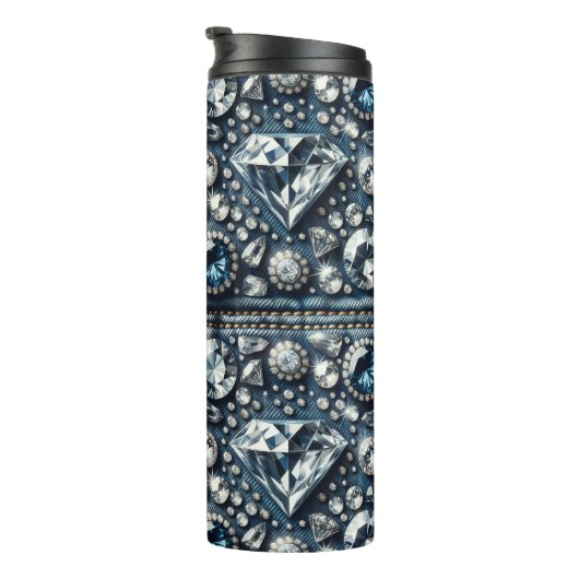 Denim & Diamonds Bling Edelsteen Glam Jewels Thermosbeker (Geroteerd rechts)
