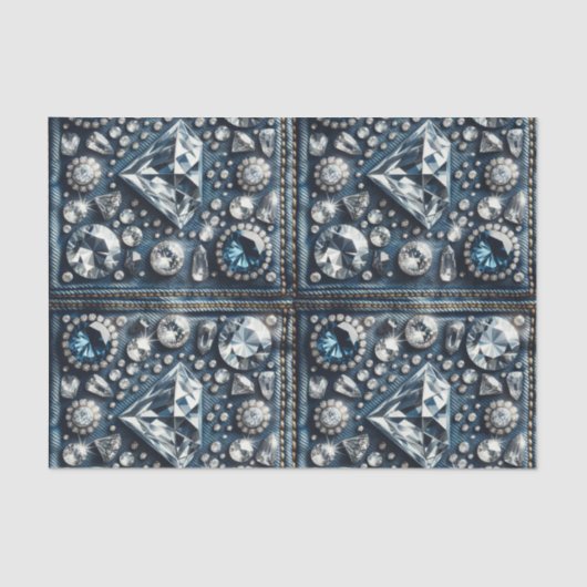 Denim & Diamonds Bling Edelsteen Glam Jewels Tissuepapier (Voorkant)