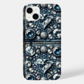 Denim & Diamonds Bling Edelsteen Glam Juwelen Case-Mate iPhone Case (Achterkant)