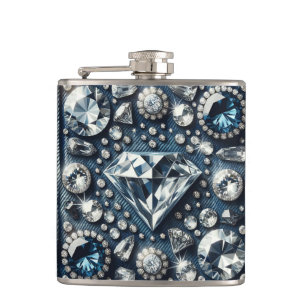 Denim & Diamonds Bling Edelsteen Glam Juwelen Heupfles