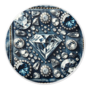 Denim & Diamonds Bling Edelsteen Glam Juwelen Keramische Knop