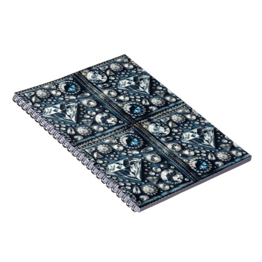 Denim & Diamonds Bling Edelsteen Glam Juwelen Notitieboek (Rechterzijde)