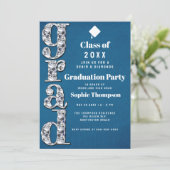 Denim Diamonds Bling Elegant Graduation Party Kaart (Staand voorkant)