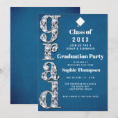 Denim Diamonds Bling Elegant Graduation Party Kaart (Voorkant / Achterkant)