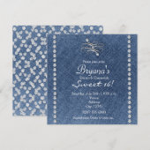 Denim Diamonds Bling Embleem Sweet 16 Uitnodiging (Voorkant / Achterkant)