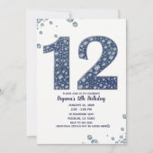 Denim & Diamonds Bling Glitter 12e 12 Verjaardag Kaart (Voorkant)