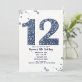 Denim & Diamonds Bling Glitter 12e 12 Verjaardag Kaart (Staand voorkant)