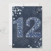 Denim & Diamonds Bling Glitter 12e 12 Verjaardag Kaart (Achterkant)