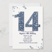 Denim & Diamonds Bling Glitter 14e 14 Verjaardag Kaart (Voorkant)
