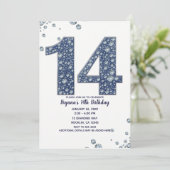 Denim & Diamonds Bling Glitter 14e 14 Verjaardag Kaart (Staand voorkant)