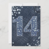 Denim & Diamonds Bling Glitter 14e 14 Verjaardag Kaart (Achterkant)