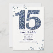 Denim & Diamonds Bling Glitter 15DE 15e Verjaardag Kaart (Voorkant)