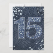 Denim & Diamonds Bling Glitter 15DE 15e Verjaardag Kaart (Achterkant)