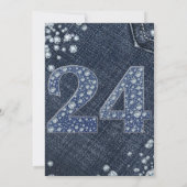 Denim & Diamonds Bling Glitter 24 24ste Verjaardag Kaart (Achterkant)