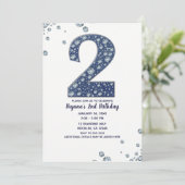Denim & Diamonds Bling Glitter 2DE Verjaardag 2 TW Kaart (Staand voorkant)