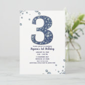 Denim & Diamonds Bling Glitter 3de 3 Verjaardag Kaart (Staand voorkant)