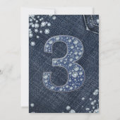 Denim & Diamonds Bling Glitter 3de 3 Verjaardag Kaart (Achterkant)
