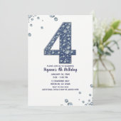 Denim & Diamonds Bling Glitter 4de 4 Verjaardag Kaart (Staand voorkant)
