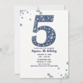 Denim & Diamonds Bling Glitter 5e 5 Verjaardag Kaart (Voorkant)