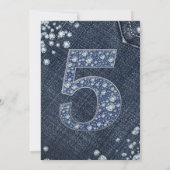 Denim & Diamonds Bling Glitter 5e 5 Verjaardag Kaart (Achterkant)