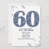 Denim & Diamonds Bling Glitter 60TH 60 Verjaardag Kaart (Voorkant)
