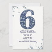 Denim & Diamonds Bling Glitter 6de 6 Verjaardag Kaart (Voorkant)