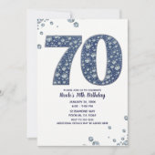 Denim & Diamonds Bling Glitter 70ste 70 Verjaardag Kaart (Voorkant)