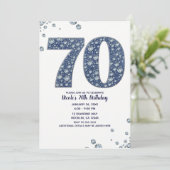 Denim & Diamonds Bling Glitter 70ste 70 Verjaardag Kaart (Staand voorkant)
