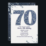 Denim & Diamonds Bling Glitter 70ste 70 Verjaardag Kaart<br><div class="desc">uitnodiging op maat</div>