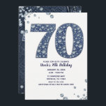 Denim & Diamonds Bling Glitter 70ste 70 Verjaardag Kaart<br><div class="desc">uitnodiging op maat</div>