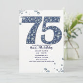 Denim & Diamonds Bling Glitter 75ste 75 Verjaardag Kaart (Staand voorkant)