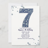Denim & Diamonds Bling Glitter 7e 7 Verjaardag Kaart (Voorkant)