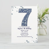 Denim & Diamonds Bling Glitter 7e 7 Verjaardag Kaart (Staand voorkant)