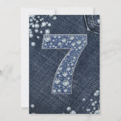 Denim & Diamonds Bling Glitter 7e 7 Verjaardag Kaart (Achterkant)