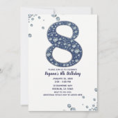 Denim & Diamonds Bling Glitter 8e 8 Verjaardag Kaart (Voorkant)