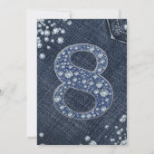 Denim & Diamonds Bling Glitter 8e 8 Verjaardag Kaart (Achterkant)