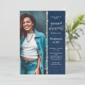 Denim Diamonds Bling Glitter Foto 50e verjaardag Kaart (Staand voorkant)