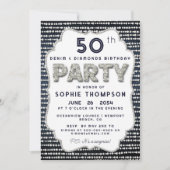 Denim Diamonds Bling Glitter Lijst Birthday Party Kaart (Voorkant)